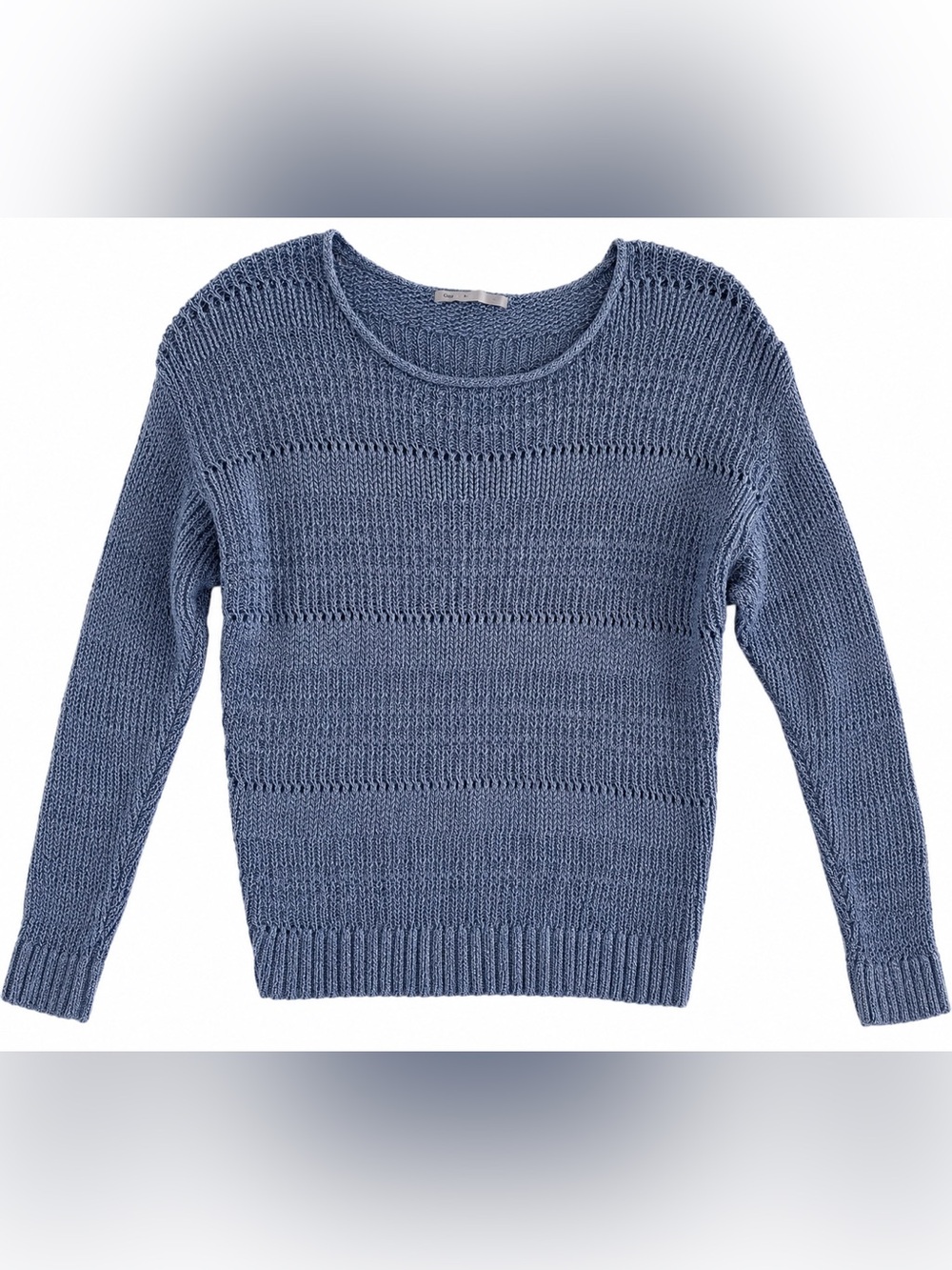 GAP Blue Marled 100% Cotton Open Knit Pullover Sweater Small
